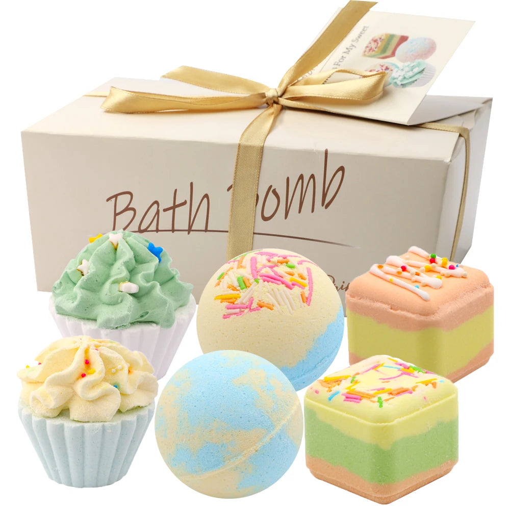 Hot Selling Gift Set Natural Aromatherapy Lavender Vegan Private Label Luxury Bubble Kid Cute Handmade Cupcake Fizzy Bath Bomb