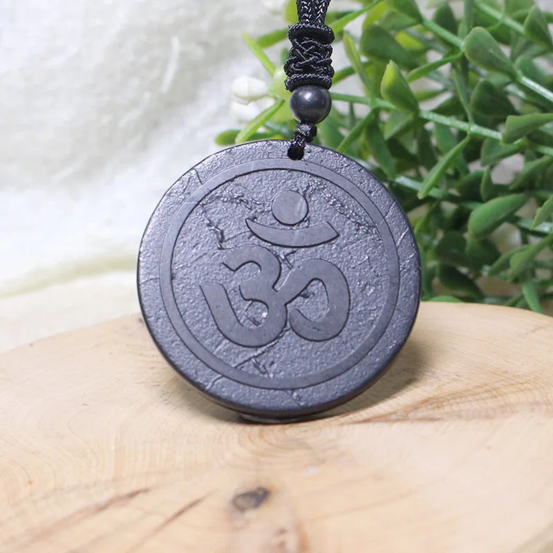 40mm Black Scalar Energy Shungite Pendant Necklace Fashionable Natural Shungite Tree Life Reikits Spiritual Pendants Charms