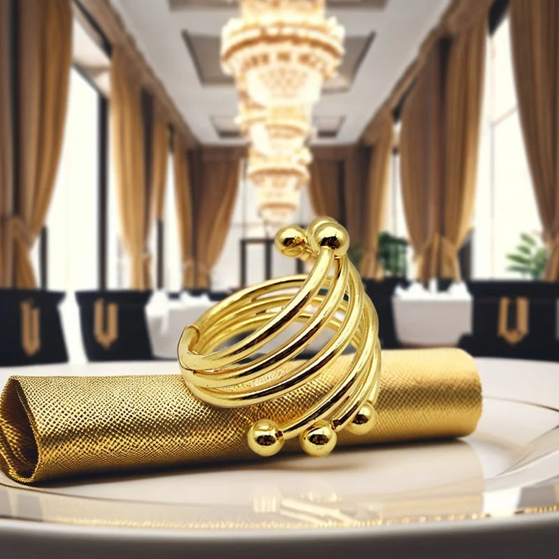 Gold Silver Round Metal Napkin Ring Serviette Holder for Wedding Party Decoration