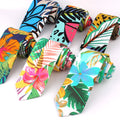 Floral Tie for Young Men Printed Cotton Necktie Pocket Square Set 6cm Skinny Necktie Wedding Party Dress Cheap Custom Tie Cravat