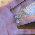 Square Bow Necklace for Women New Style Light Luxury pink Diamond Pendant Stainless Steel Non-fading Clavicle Necklace