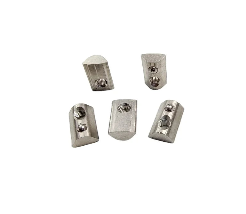 40 -m6 Pickling Fastener Spring Bolt Round M6 T Nut Stainless Steel Half Round Roll-in Spring Ball Loaded T Slot Elastic Nut