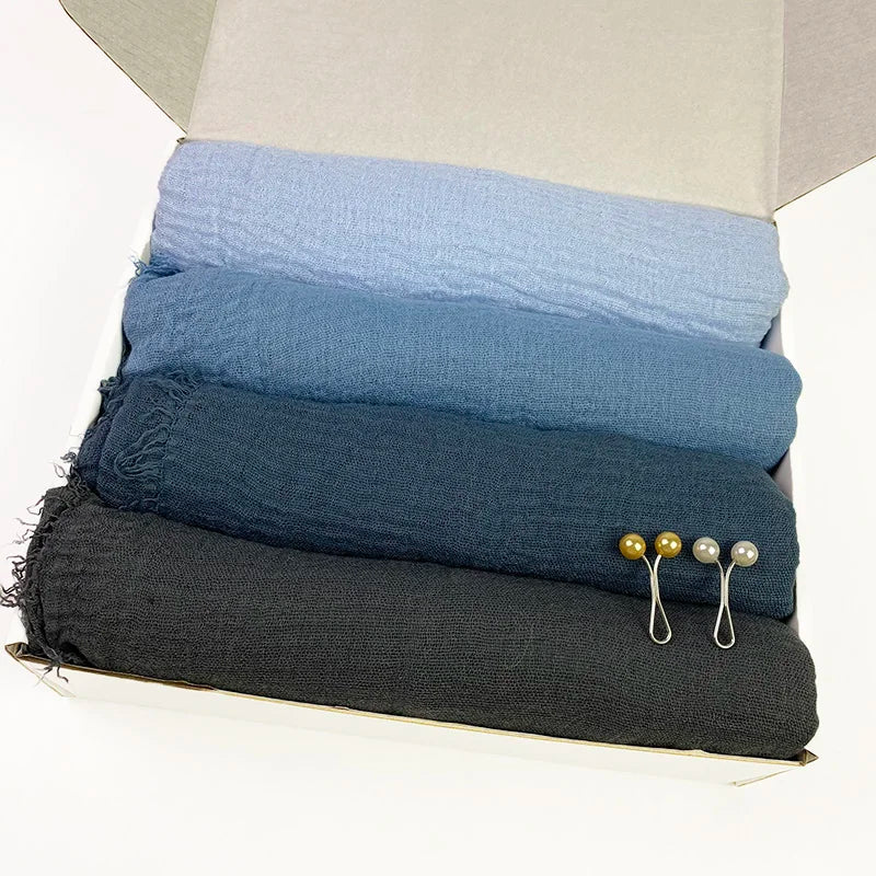 Wholesale Summer Color Crinkle Hijab Scarf Soft Cotton Muslim Pashmina Shawl Wrap Big Femme Musulman Islamic Headscarf