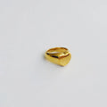 Women Trending 18K Gold Plated Minimalist Style Stainless Steel Jewelry Wide Band Ring Stackable Heart Signature Ring