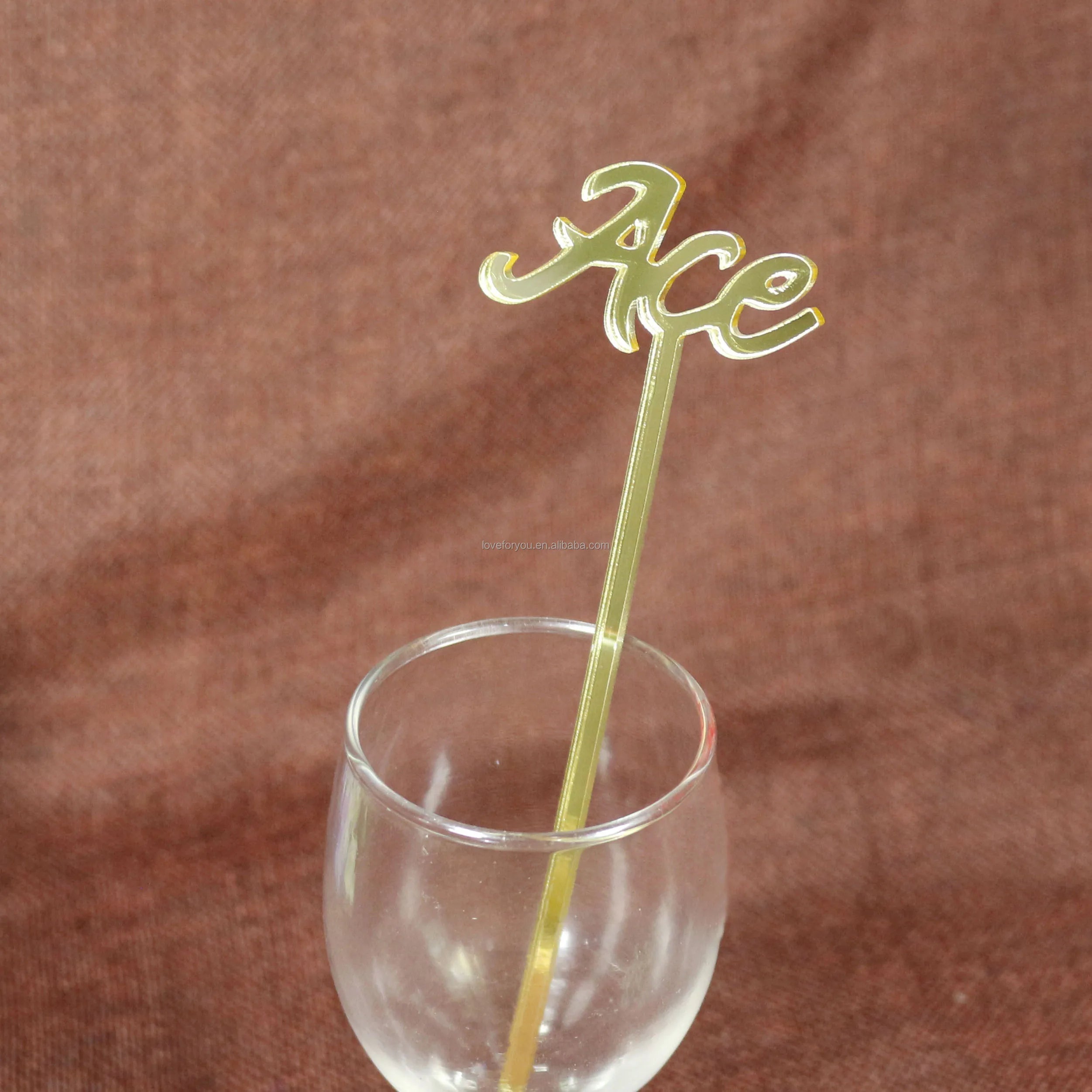 Personalized Drink Stirrers Gold Drink Stir Custom Party Decor Name Drink Stirrers