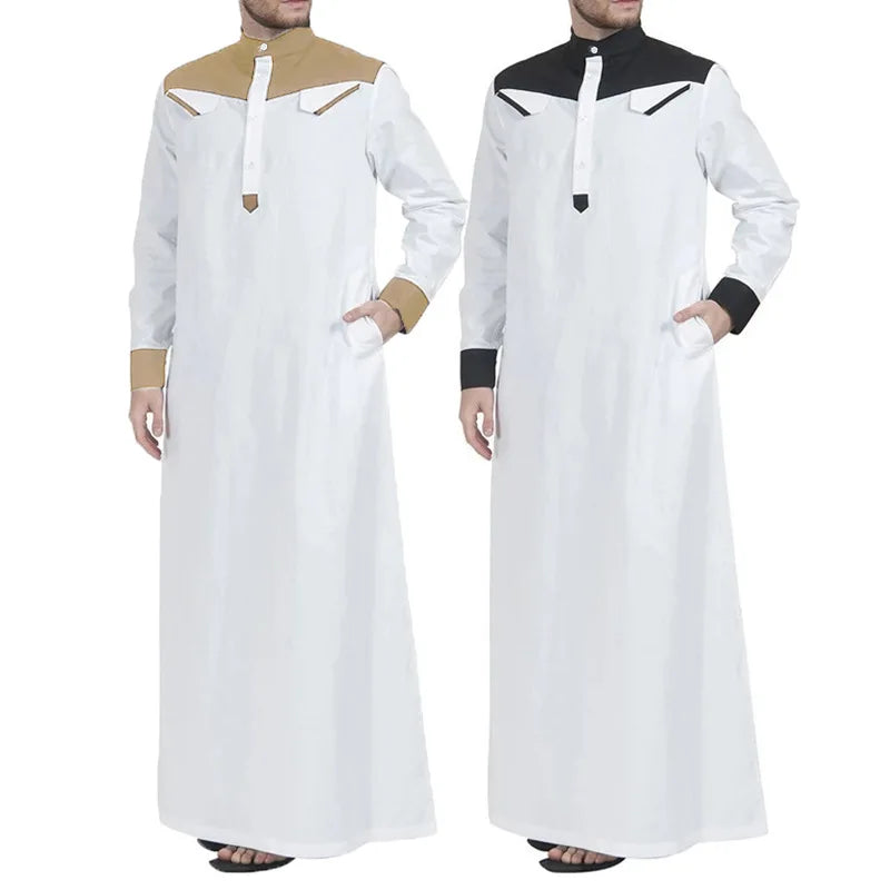 Sudanese Jalabiya Black Muslim Moroccan Jubba Al Daffah Haramain Men's Punjabi Kurta Thobe for Men
