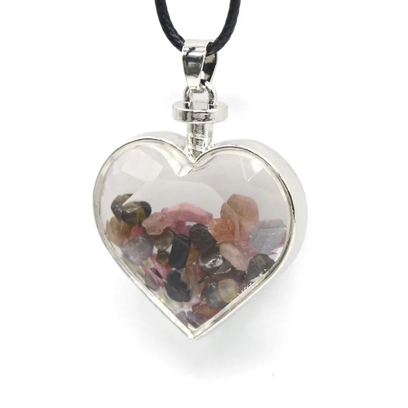 DIY Customized Cheap Natural Crystal Heart Charm Pendant Necklace Wholesale Crystals