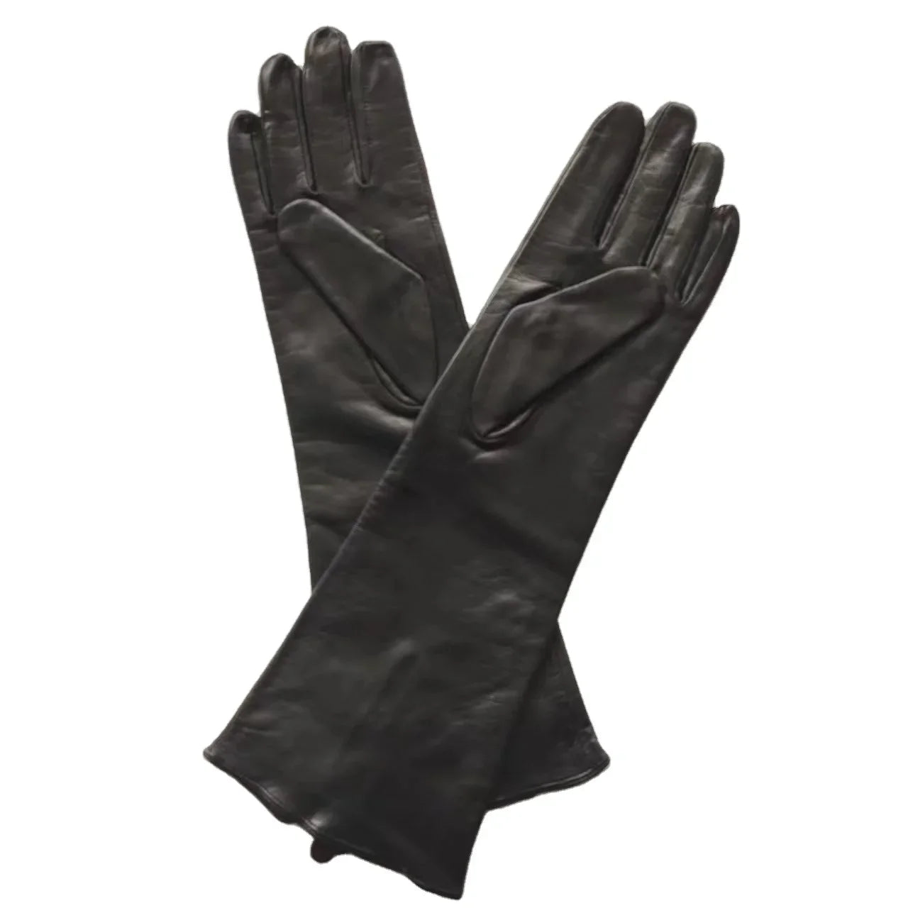 2024 New Style Length Black Goat Skin Long Leather Women Gloves