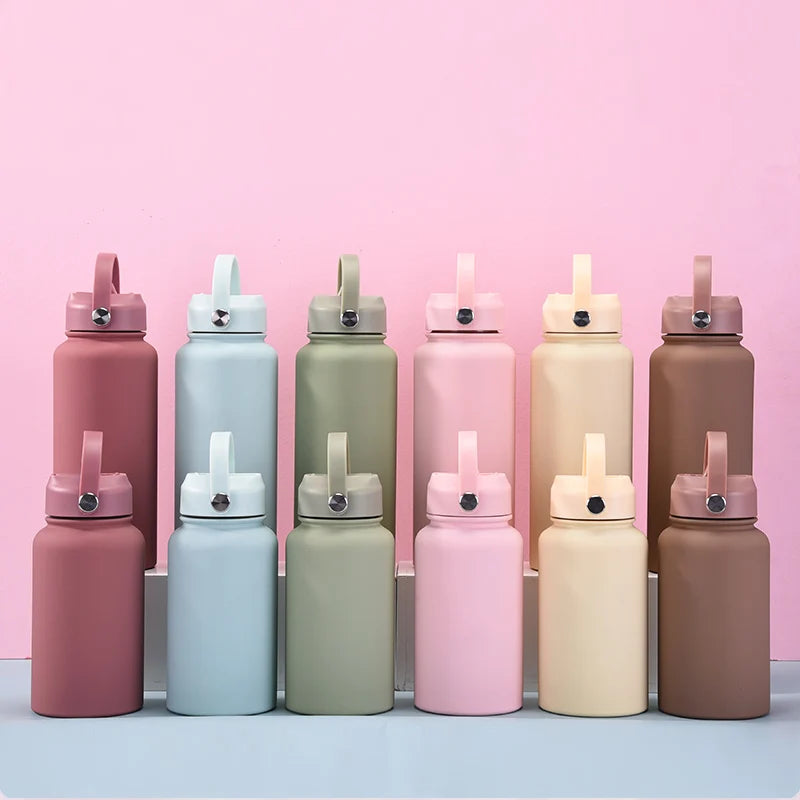 650ml/22oz Custom Wide Mouth Double Wall Vacuum 304 Stainless Steel Outdoor Sports Water Bottle Temperature Display Portable Lid