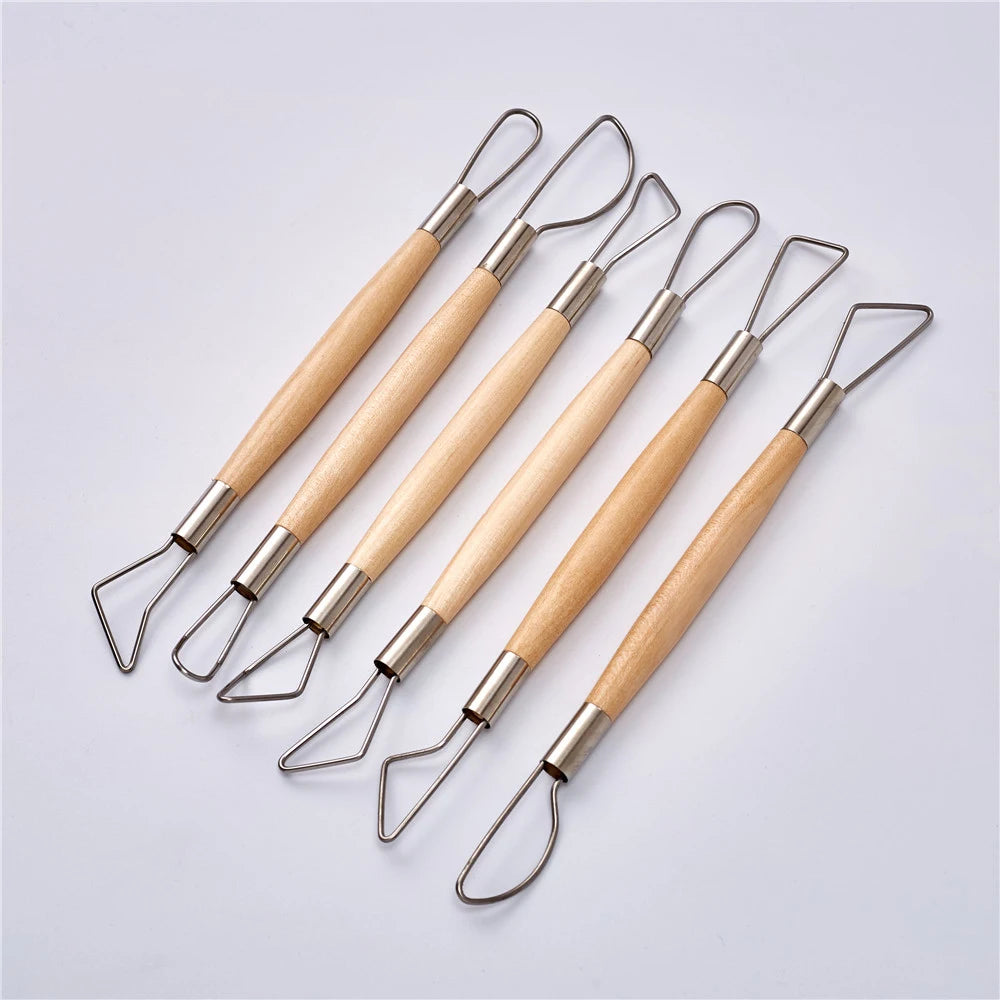 6pcs 8inch Wax Clay Soap Carvers Modelling Carving Sculpting Pottery Craft Tools Set with Double Heand