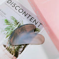 DIY Natural Comb Shaped Massage Tool Grey Agate Gua Sha Gua Sha with Thumb Hoke