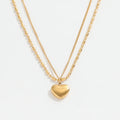 Fenny 18K PVD Plated Double-layered Heart&Ball Pendant Necklace Choker Chain for Women Stainless Steel Jewelry Wholesale