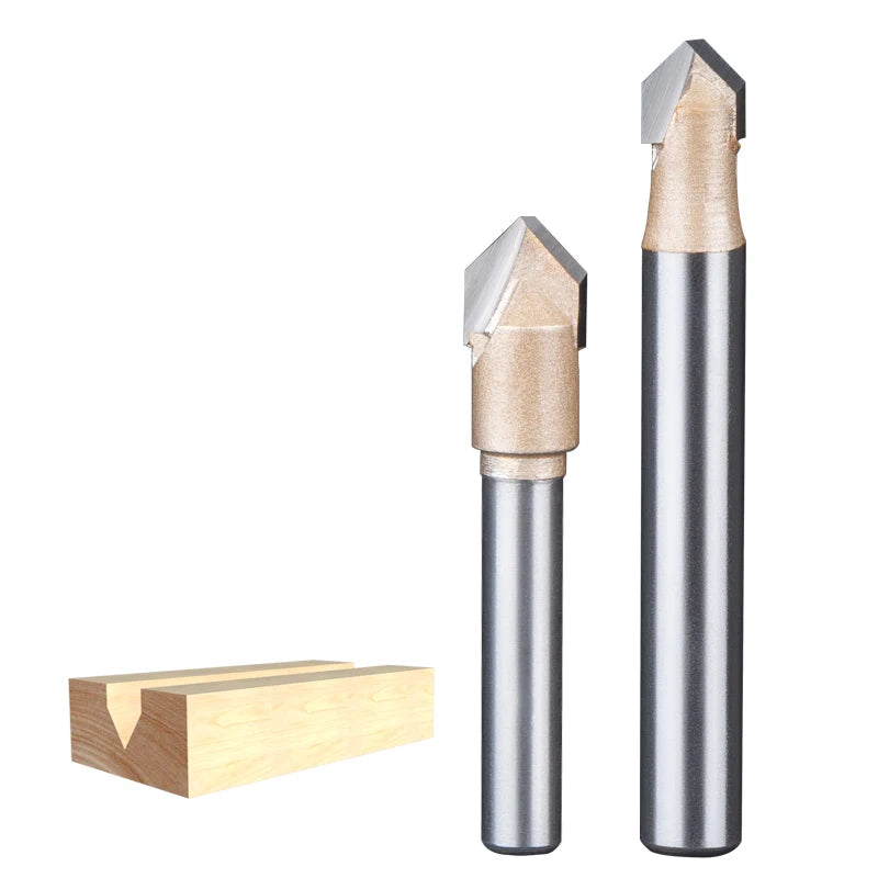 HUHAO 90 Degree V-Shaped Milling Cutter for Woodworking for Trimming & Carving Solid v groove Router Bit