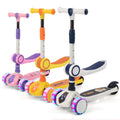 Outdoor Sports Toys Removable Seat Included Toddler Kick Scooter Light up LED PU 3 Wheels Children Scooter for Kids Boys Girls