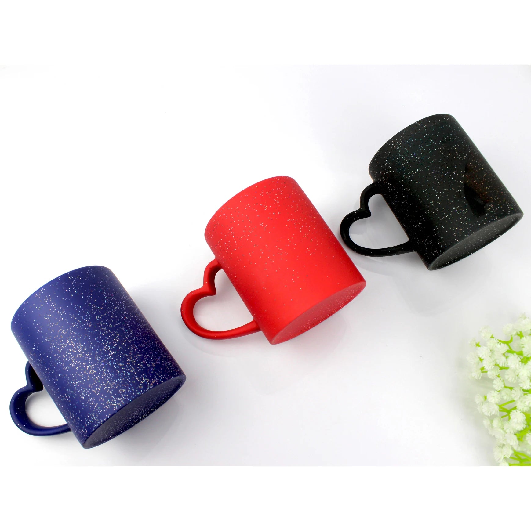Glitter Color Changing Tea Mug Custom Mug Gift Set Customized Coffee Ceramic Mug Transfers
