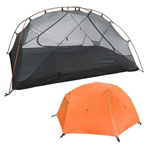 Double-Layer PVC Dome Backpacking Tent Straight Bracing Easy-Packing Rainfly Aluminum Pole Outdoor Hiking Beach Use Automatic