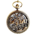 Horse Hollow Engraving Commemorative Retro Anime Nostalgic  Men and Women Necklace Pocket Watch with Chains