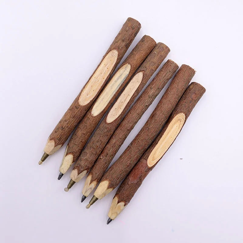 Creative Native Wood Bark Ballpoint Pencil 1.0mm Writing Width Promotional Logo Pen in Animal Style for Hotel Advertising