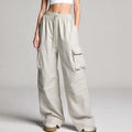 Quick Drying Breathable Nail Buckle Cargo Pants Women Loose Fit High Waist Wide Leg Sports Pants