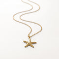 QIAOREN 11299 18K Gold Plated Stainless Steel Starfish Pendant Necklace Waterproof Tarnish Free Adjustable Women Jewelry