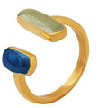Stainless Steel 18K Gold Plated Open Enamel Drip Square Rings Titanium Steel PVD Personalized Geometric Blue Rectangle Ring