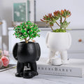 Humor Ceramic Flower Pot Black White Piss Planters Peeing Funny Vase Cute Figure Succulent Pot for Tabletop Decor
