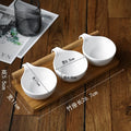 Best Selling Creative Ceramic Seasoning Dish with Bamboo Mat Divided Grid Snack Dish Flavor Restaurant Hotel Sauce Bowl