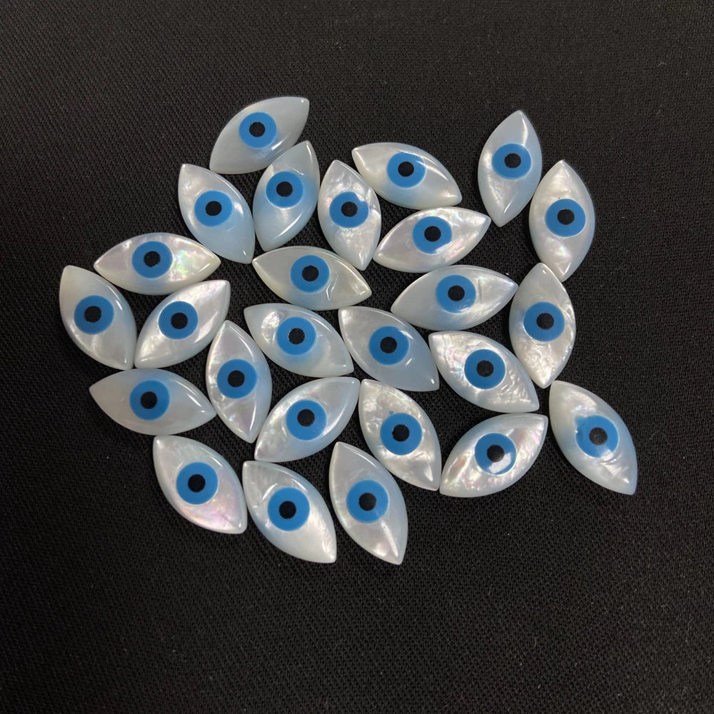 High Quality Real Natural Evil Eye Beads Shell Marquise Evil Eye Stone Flatback Cabochon Stone MegaBDM