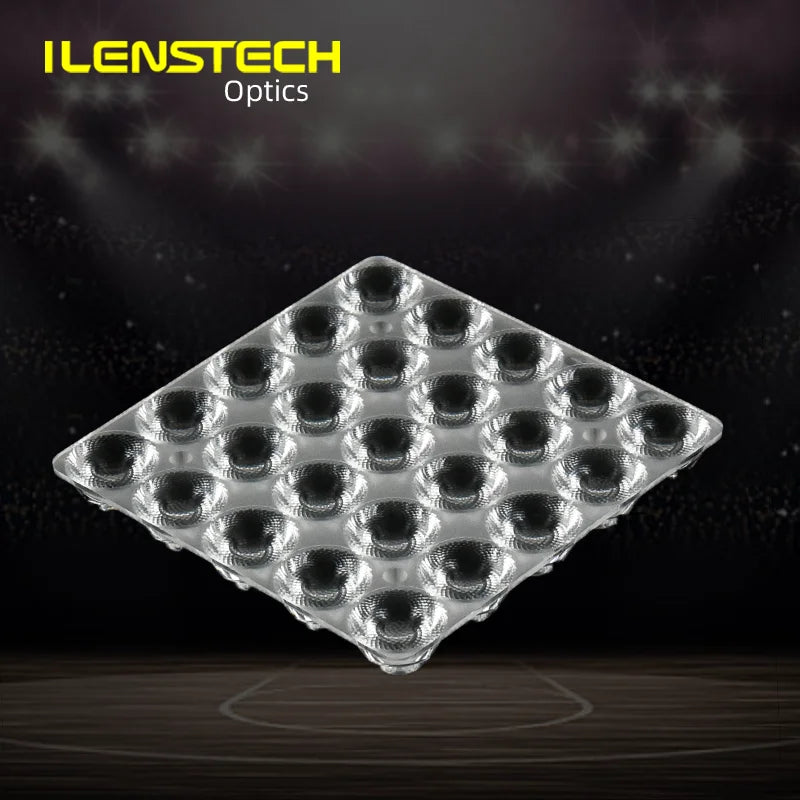 5*5 Array 25in1 PMMA Optical Lens 75mm square Led Lens Module 30 Degree Spot Light Lens