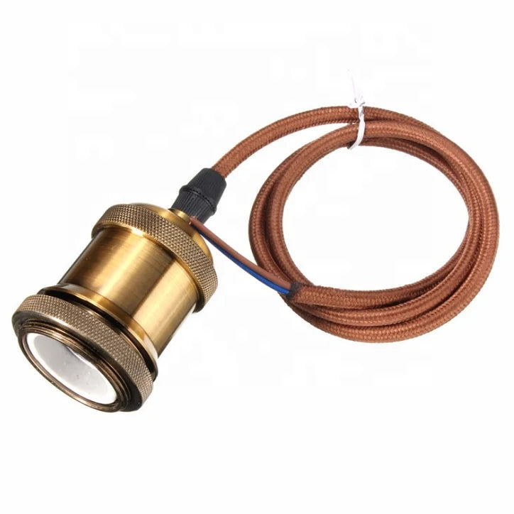 Hanging Vintage Style Aluminium Screw Cord Lamp Holder Cable for Pendant Light Fixture Kit 110-240V E27/E26 Base Ceiling Rose