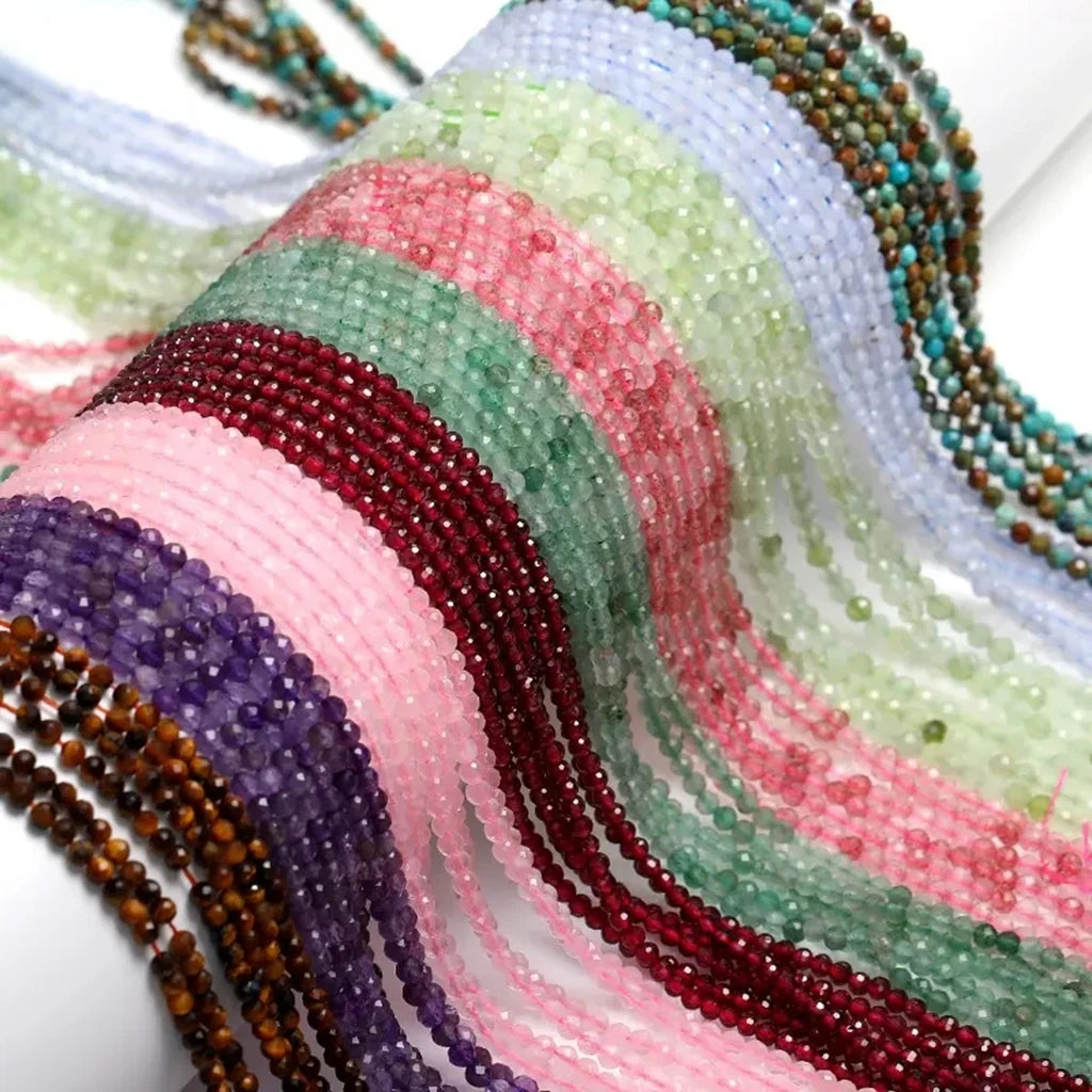 3mm Fine Cutting Faceted Genuine Nature Gemstone Stone Loose Strand Beads for Jewelry Making DIY Designer Beads Faceted Stone