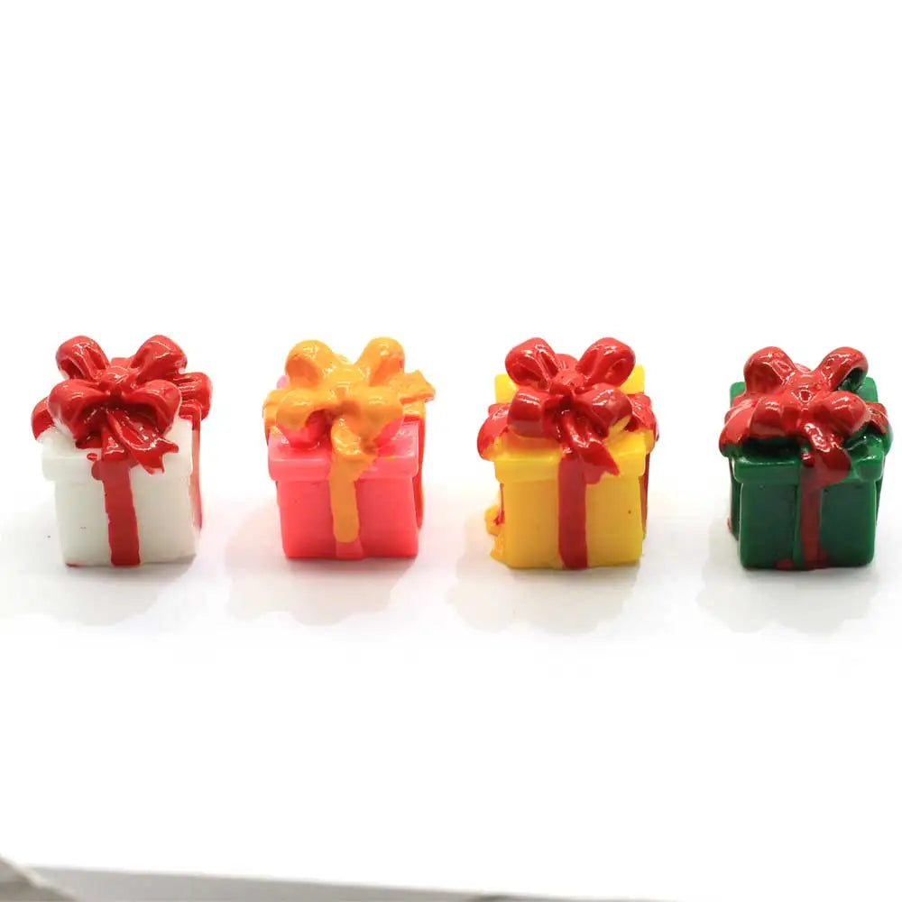 Miniature Festival Christmas Gift Box Terrarium Accessories Fairy Garden Figurine Cartoon Doll Ornament