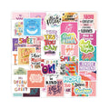50pcs English PVC Self Adhesive Stickers for Helmet Handbag Phone Case Suitcase Refrigerator Guitar and Books