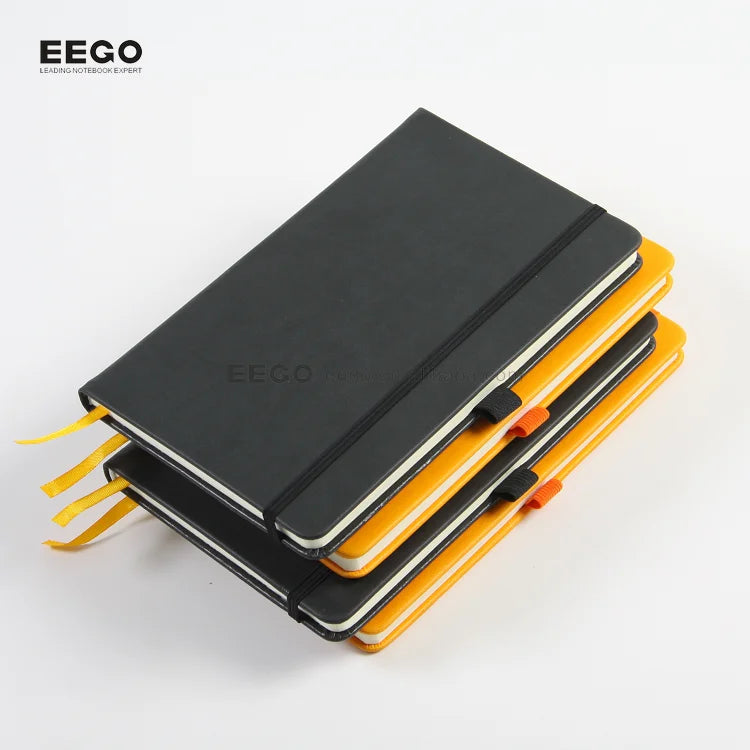 Luxury A5 Notebook Custom Logo Printed PU Leather Embossed Design Elastic Band Thread Sewing Dotted Bound Business Note Book