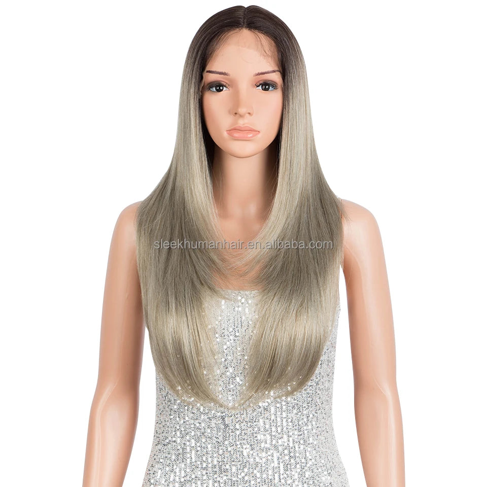 Wholesale Price Preplucked Straight Synthetic Lace Front Wig Premium Synthetic Hair Wigs With Highlights Vendors Hair Extension