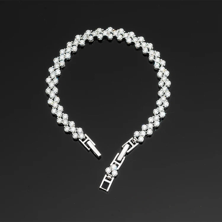 Goldleaf Fine Jewelry Classic Women's Gift 925 Sterling Silver Moissanite Bracelet VVS Moissanite Diamonds Link Chain Bangles