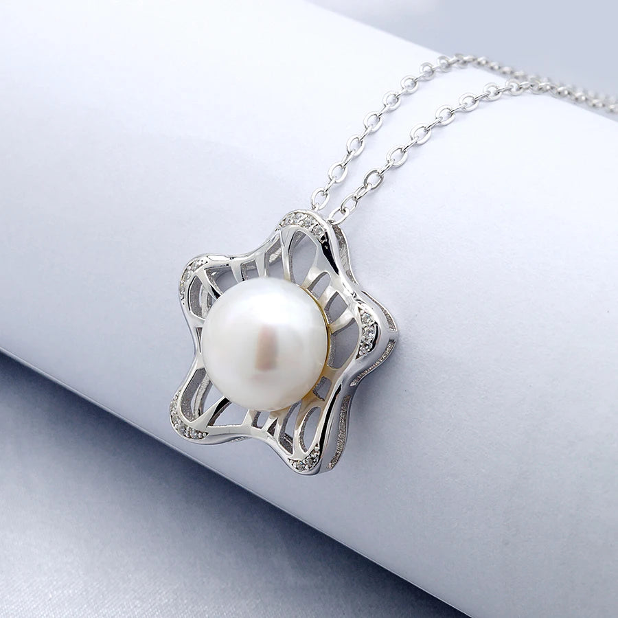 Starfish Design S925 Silver Pearl Jewelry 925 Sterling Silver Freshwater Pearl Pendant for Mounts Base