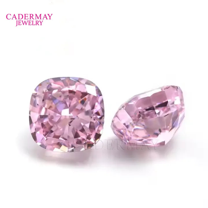 Top Quality Crushed Iced Cut Cubic Zirconia 10x10mm 6A 7A 8A Loose Pink Cushion Square Gemstone for Jewelry Making Synthetic CZ