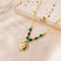 Wholesale Vintage Jewelry  Fashion Jewelry Waterproof Stainless Steel Big Eye Beaded Pendant Chain Necklaces for Woman