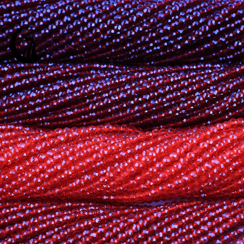 Zhe Ying Wholesale 2mm 3mm Faceted Hydro Crystal Beads Siam Red Ruby Beads Rondelle Glass Crystal Beads for Jewelry Making
