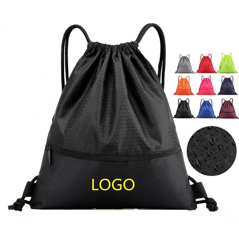 Customized Promotional Shopping Bag Reusable Durable Waterproof Travel Backpacks Polyester Custom Drawstring Bag With logo