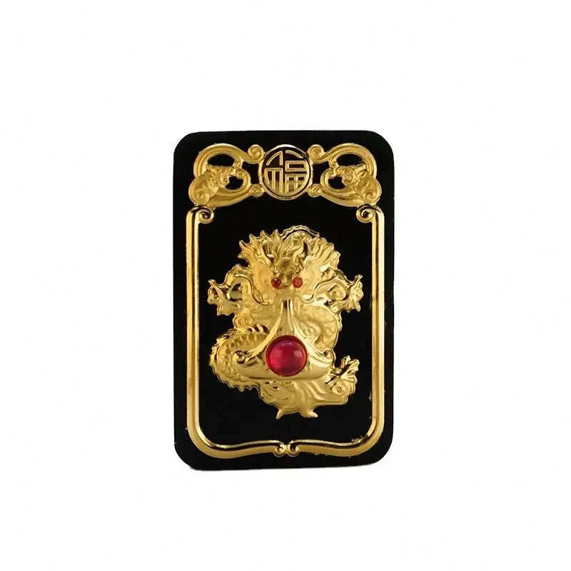 Certified 3D Gold Inlaid Jade Pendant Hetian Moyu Pure Gold Men'S Domineering Necklace Dragon Brand Guan Gong Fu Character Gifts