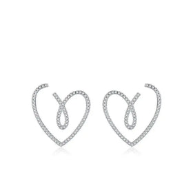 Wholesale 925 Silver Jewelry with Full Diamond Exaggerated Hollow Big Heart Earrings Popular for Anniversaries Parties Gifts