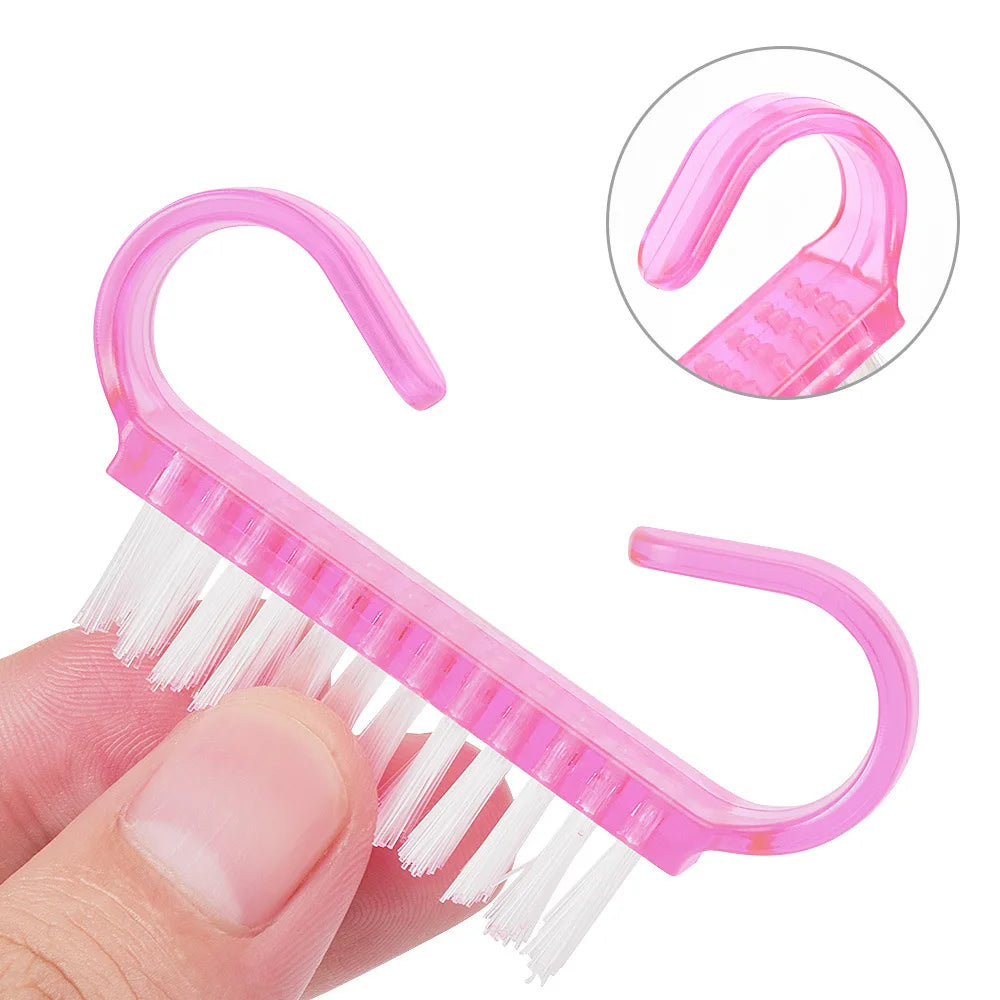 Nail Cleaning Brush Finger Care Dust Clean Handle Scrubbing Brush Tool Set Manicure Pedicure Brushes Beauty Art Tools
