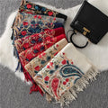 New Winter Nepali Style Simulate Cashmere Embroidery Colorful Cashew Ethnic Scarf Large Size Tassel Shawl Warm Thick Pashmina