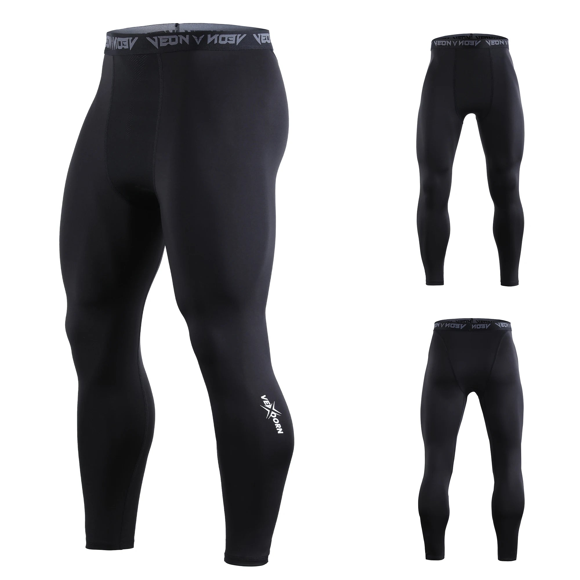 Veidoorn Custom Logo Men's Running Fitness Compression Pants Quick Dry Breathable Basketball Underwear Baselayer 100% Polyester
