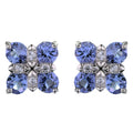 Delicate Rhodium Plated 925 Silver Jewelry Natural Tanzanite Four Leaf Clover Stud Earrings for Women Fine Earrings