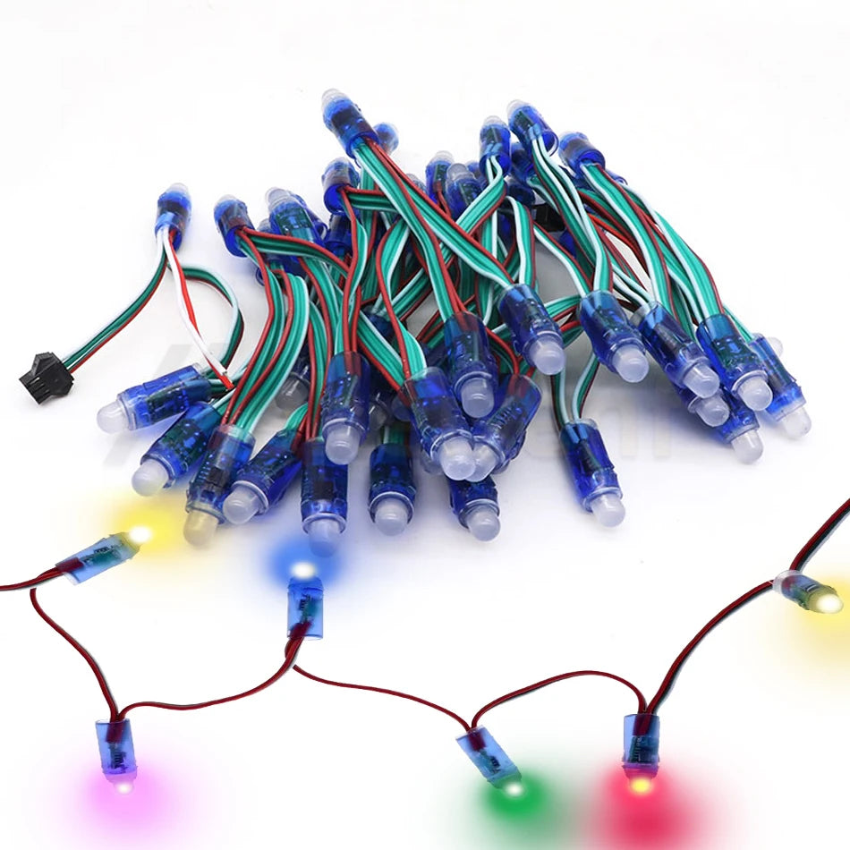 50 LEDs/Pack IP68 Waterproof LED String Light Addressable WS2811 Pixel IC DC 5V 12mm Perforated Lamp for Glow Word Advertising