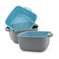 Square Double-layer Vegetable Washing Baskets Plastic Fruit Strainer Colander Set