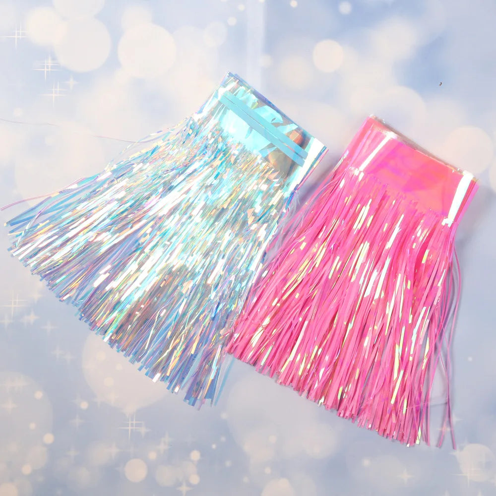 Silver and Pink Party Backdrop Curtains Rain Sequin Tinsel Foil Curtain Birthday Wedding Party Decoration